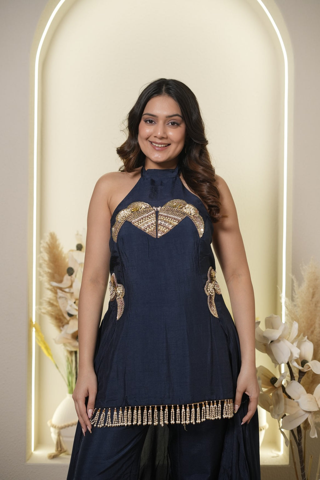 Royal midnight indo-western set