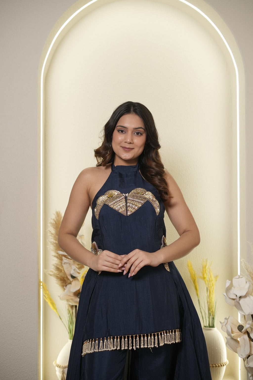 Royal midnight indo-western set