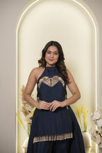 Royal midnight indo-western set