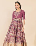 PINK FLORAL ANARKALI WITH OVERCOAT - 2