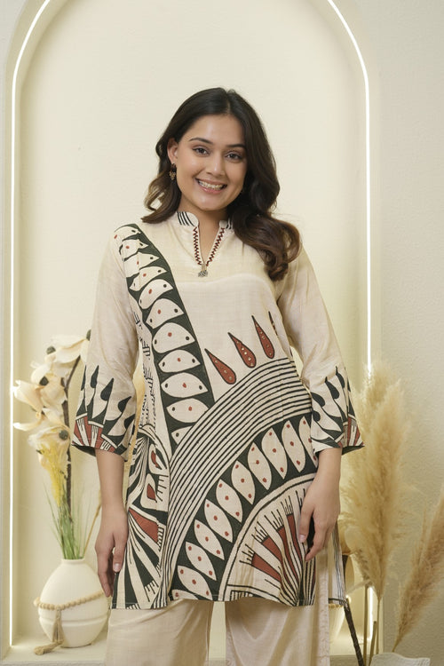Ivory Artisan Abstract Palazzo Set