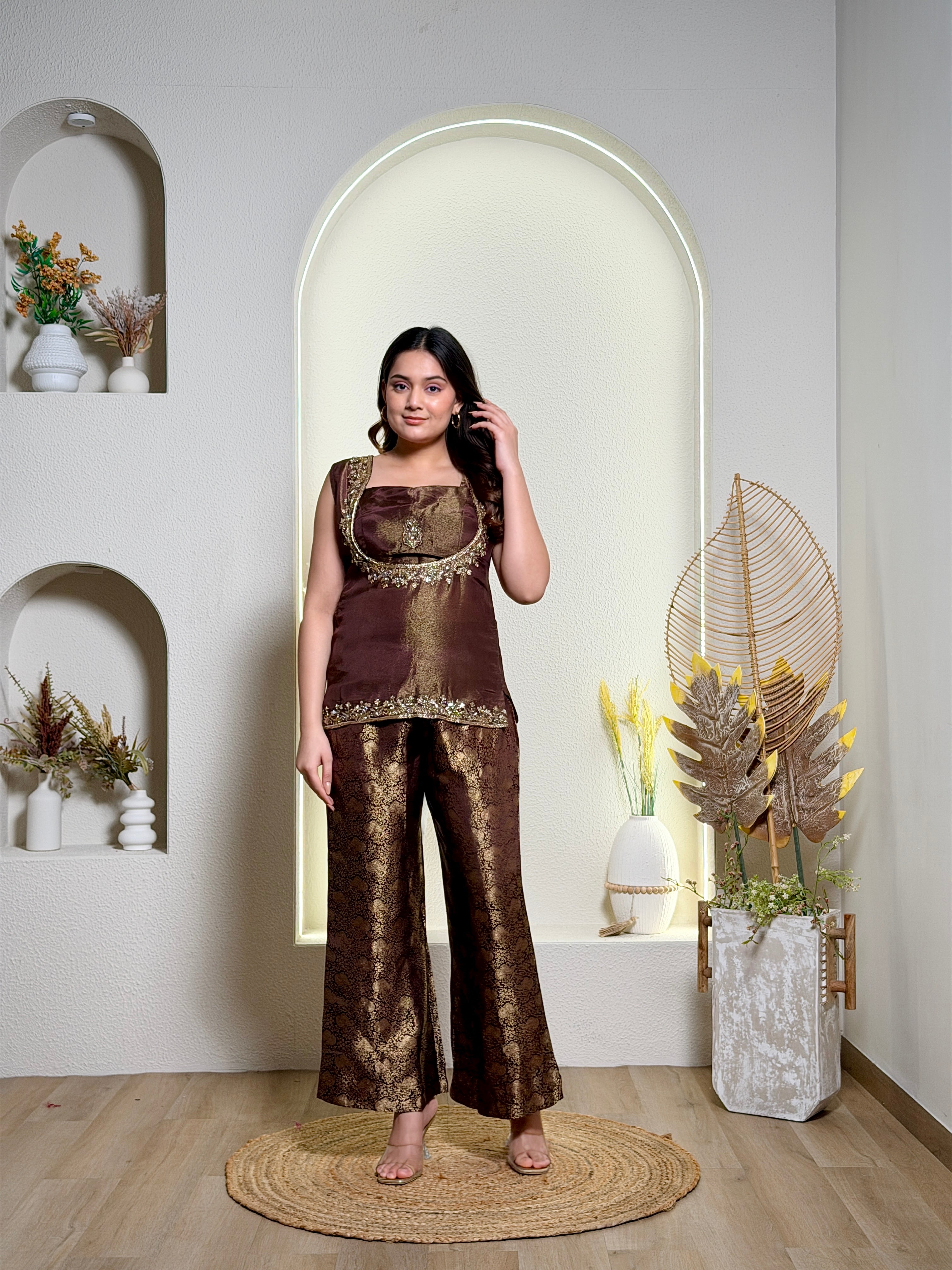 Mocha Jacquard Party Set