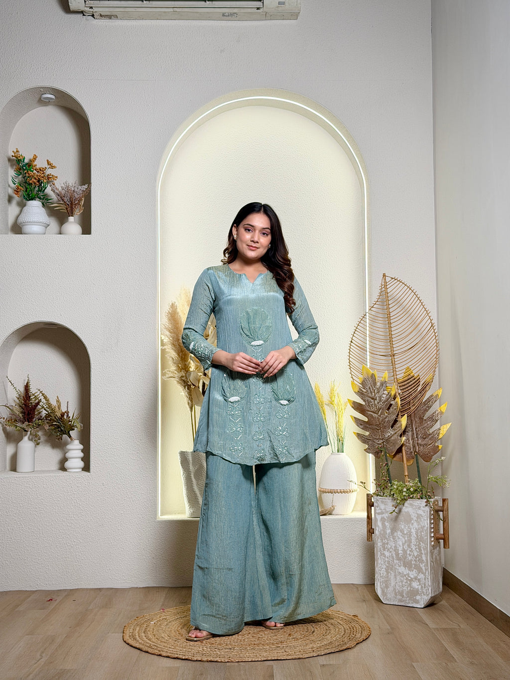 Flora Stitch Palazzo Set