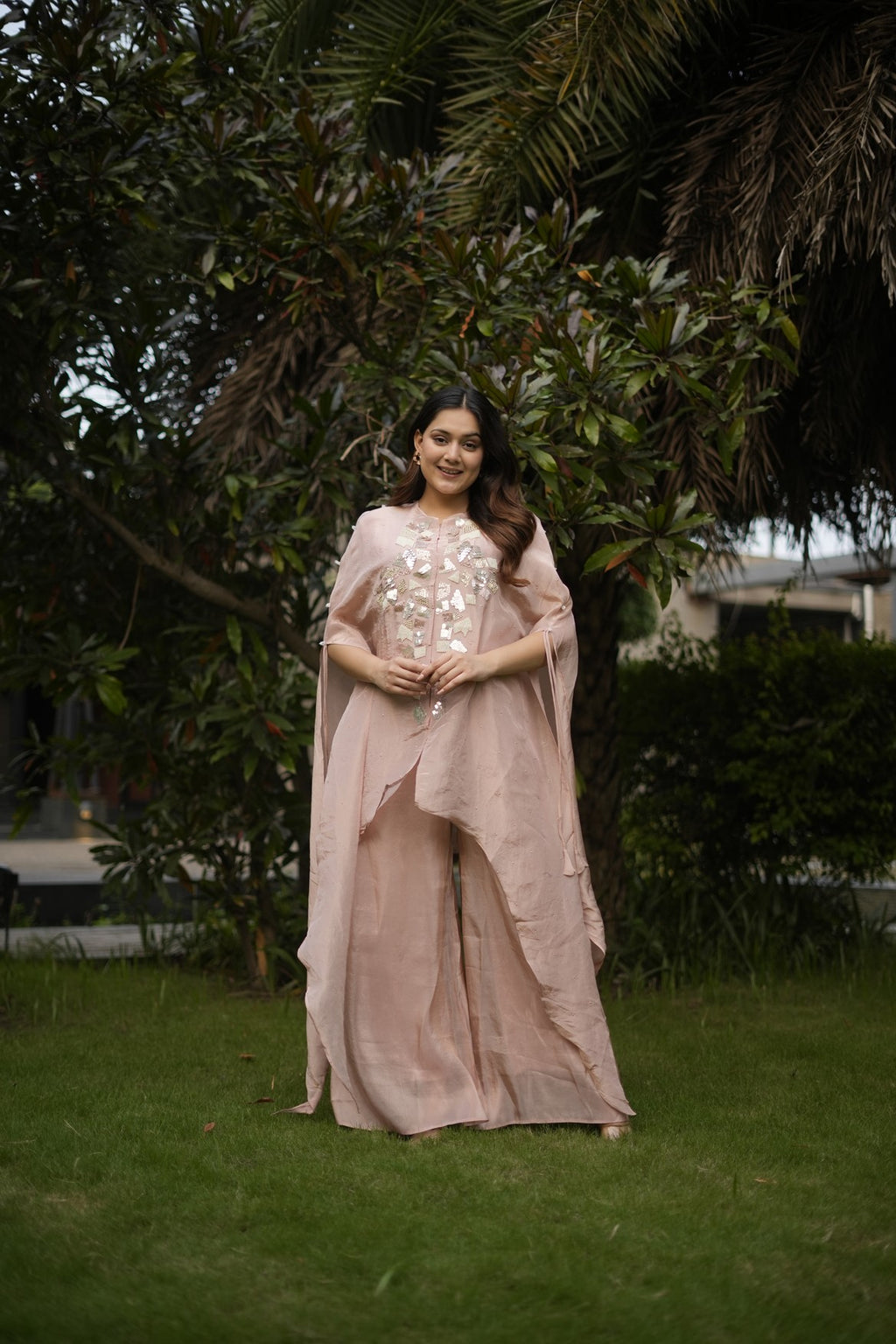 Floral Embellished Cape Co-ord Set
