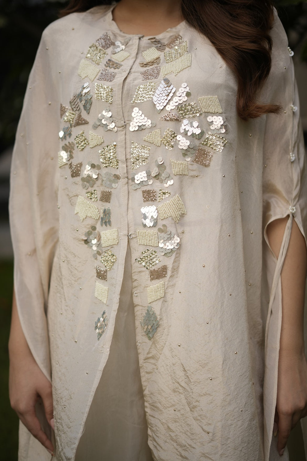 Floral Embellished Cape Co-ord Set