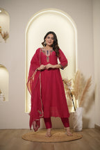 Ruby Pink Embroidered Kurta Set
