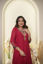 Ruby Pink Embroidered Kurta Set