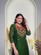 Mehendi Green Mirror Work Kurta Set