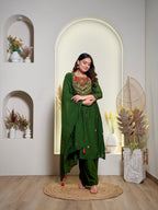 Mehendi Green Mirror Work Kurta Set
