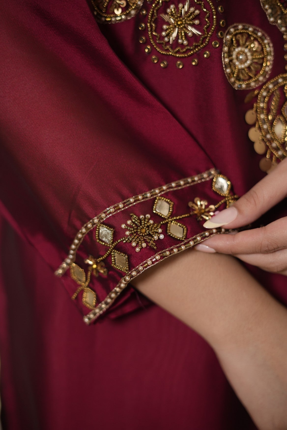 Maroon meher embroidered farshi set