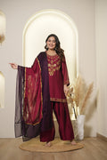 Maroon meher embroidered farshi set