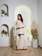 Ivory Pearl Embroidered Sharara Set