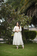 ELEGANT IVORY EMBROIDERED A-LINE ETHNIC SET