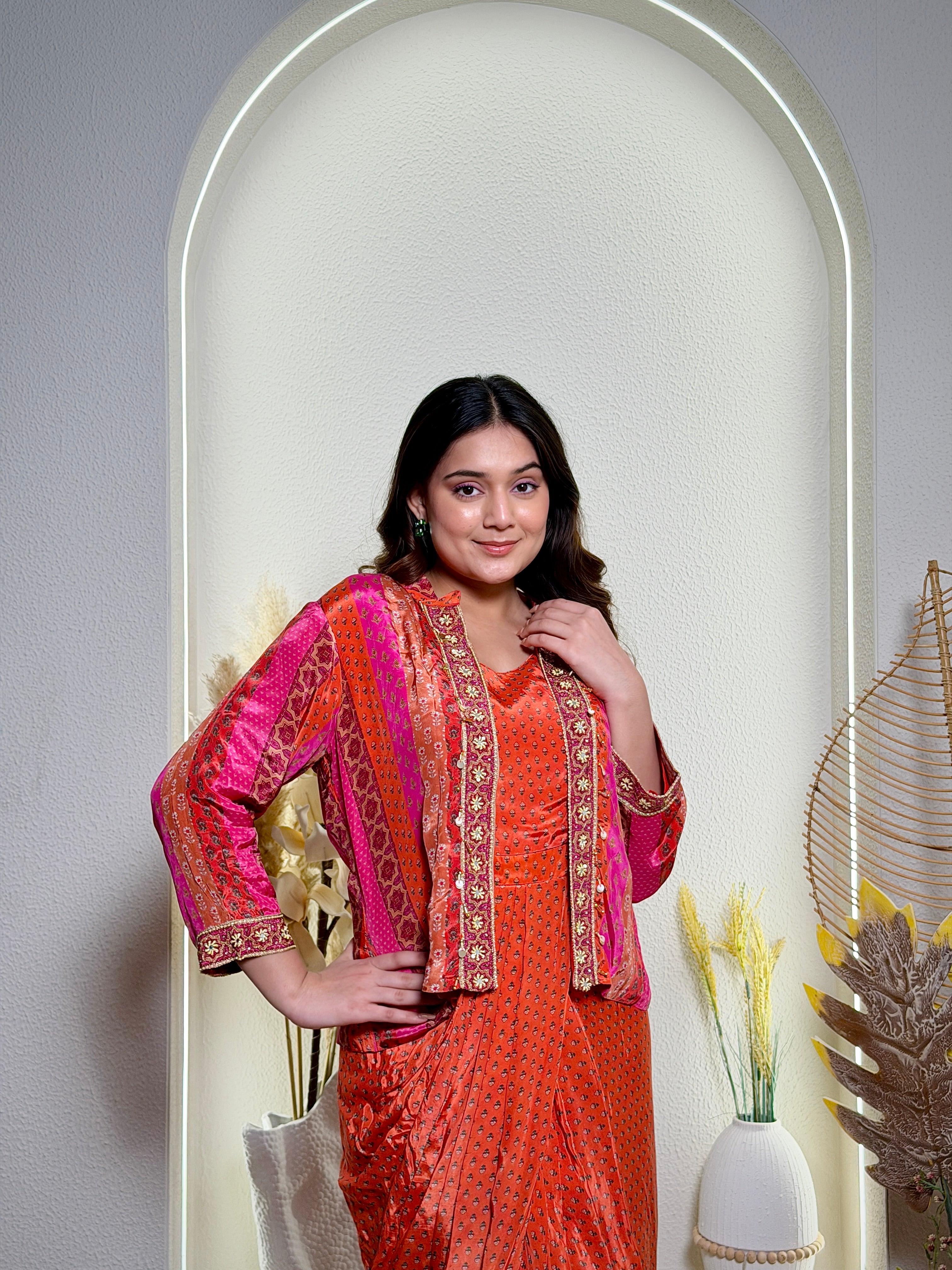 Bandhej Fusion Dhoti Ensemble