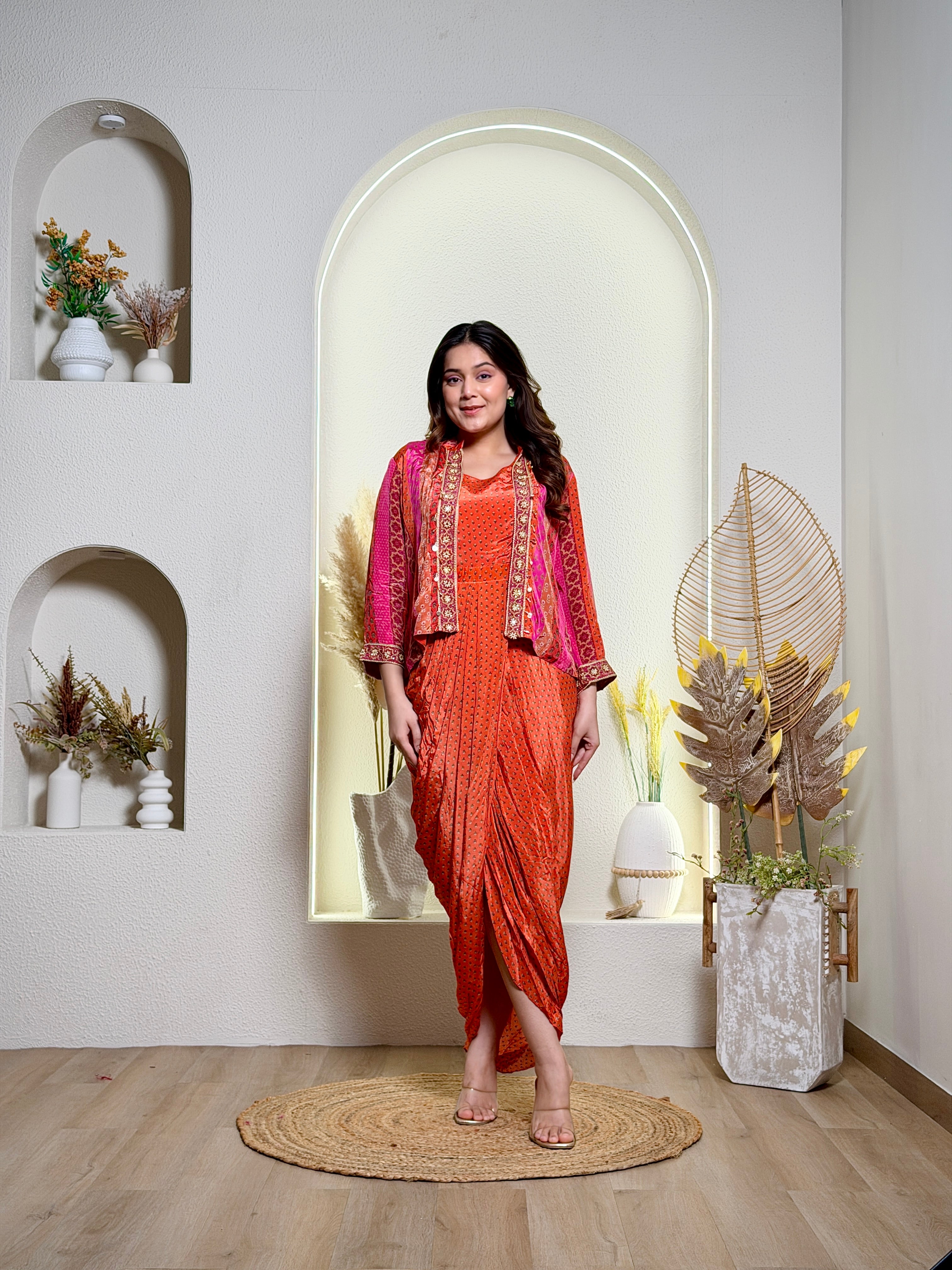 Bandhej Fusion Dhoti Ensemble