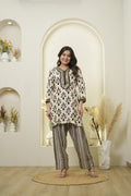 Monochrome Floral Farsi Kurta Set