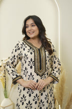 Monochrome Floral Farsi Kurta Set
